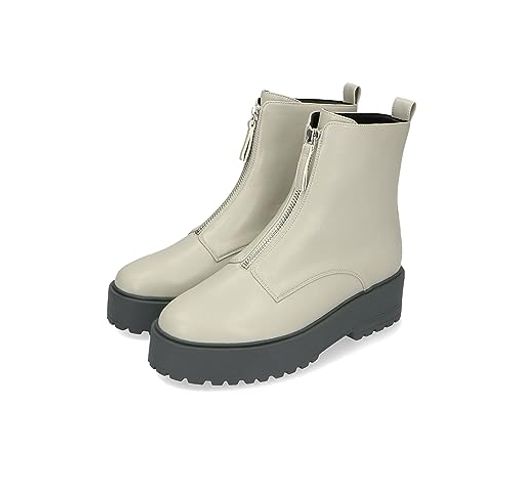 ファッションブーツ ブーツ レディース フロントジップ 靴 ラウンドトゥ 厚底 美脚 ボリュームソール 履きやすい 歩きやすい GREY(23AW) 22.0 CM~22.5 CM