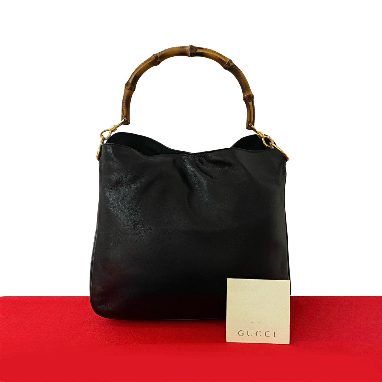 ヴィンテージ バンブーハンドバッグ レザー バンブー ブラック 88375