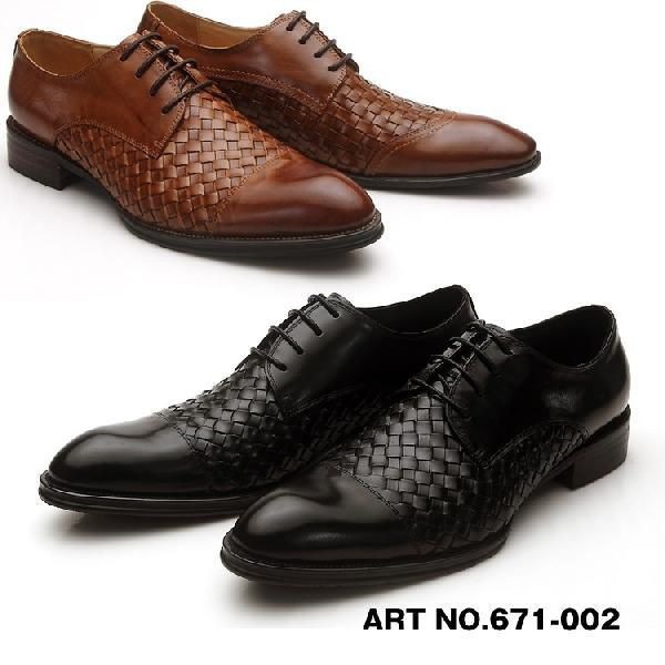 ビジネスシューズ 本革 カジュアルシューズ ブラック ブラウン メッシュ 編込み 671-002BKBR