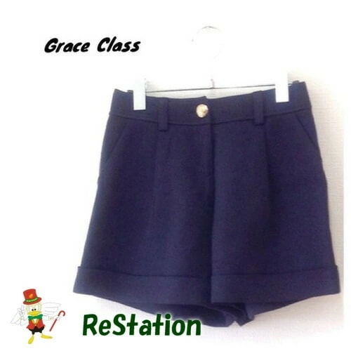 【中古】グレースクラス Grace Class トリアセ綾ショートパンツ ネイビー レディース パンツ 36
