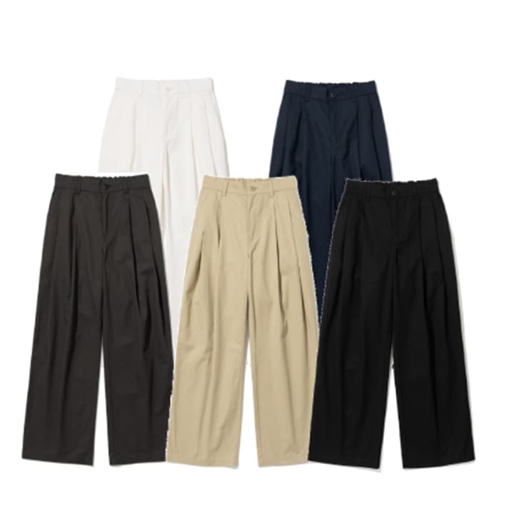 Two Tuck Wide Cotton Pants
