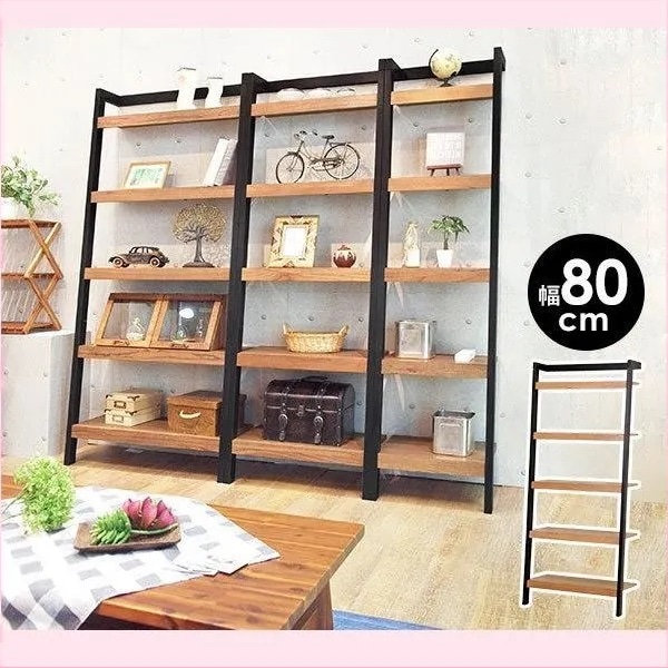 【北欧】幅80 木製 マホガニー オープンラック 壁面収納 CONBI 2色展開 組み合わせても楽しめる おしゃれ ラダー 壁面 北欧 ラック スリム ホワイト ブラック 白 薄型 おしゃれ 壁面収納