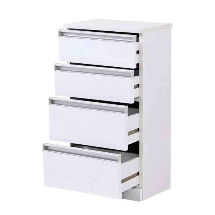 鏡面キッチン 4段チェスト リビングチェスト FKS-0002-WH ホワイト