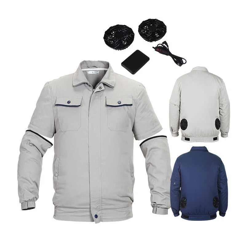 空調作業服 半袖/長袖両用 メンズ 夏用 屋外 ブルゾン ジャケット 単服 空調ウェア アウトドア 冷却 撥水 ギフト 薄手 セット ファン バッテリー選択可能 S-3XL