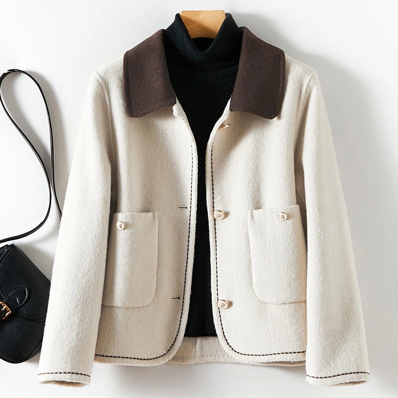 秋と冬の新作 厚手 アウター 品質いいな新品 女子アウター ノーカラーコート 卒業式 ボタン チェスターコート ゆったり