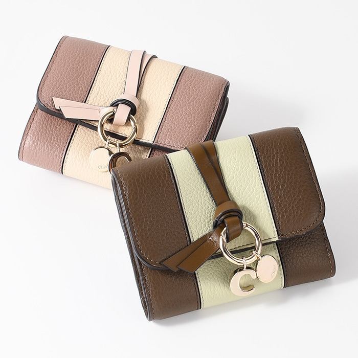 財布 ウォレット アルファベット スモール3つ折り財布 CHC24AP945N97 レディース ピンクベージュ グリーン ミニ財布 レザー