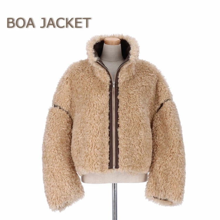 ジャケット エコファー ラム風 ブルゾン ボア フェイクファー トップス キャメル ドロップショルダー レディース 送料無料 ギフト プレゼント 5,814円