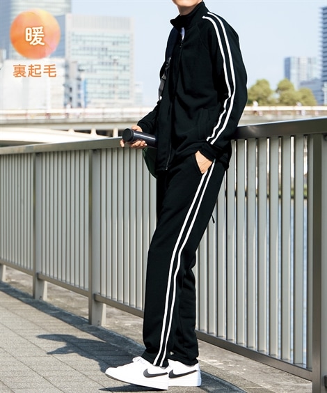 ジャンパー・ブルゾン 裏起毛ライン入あったか上下セット 大きいサイズ有