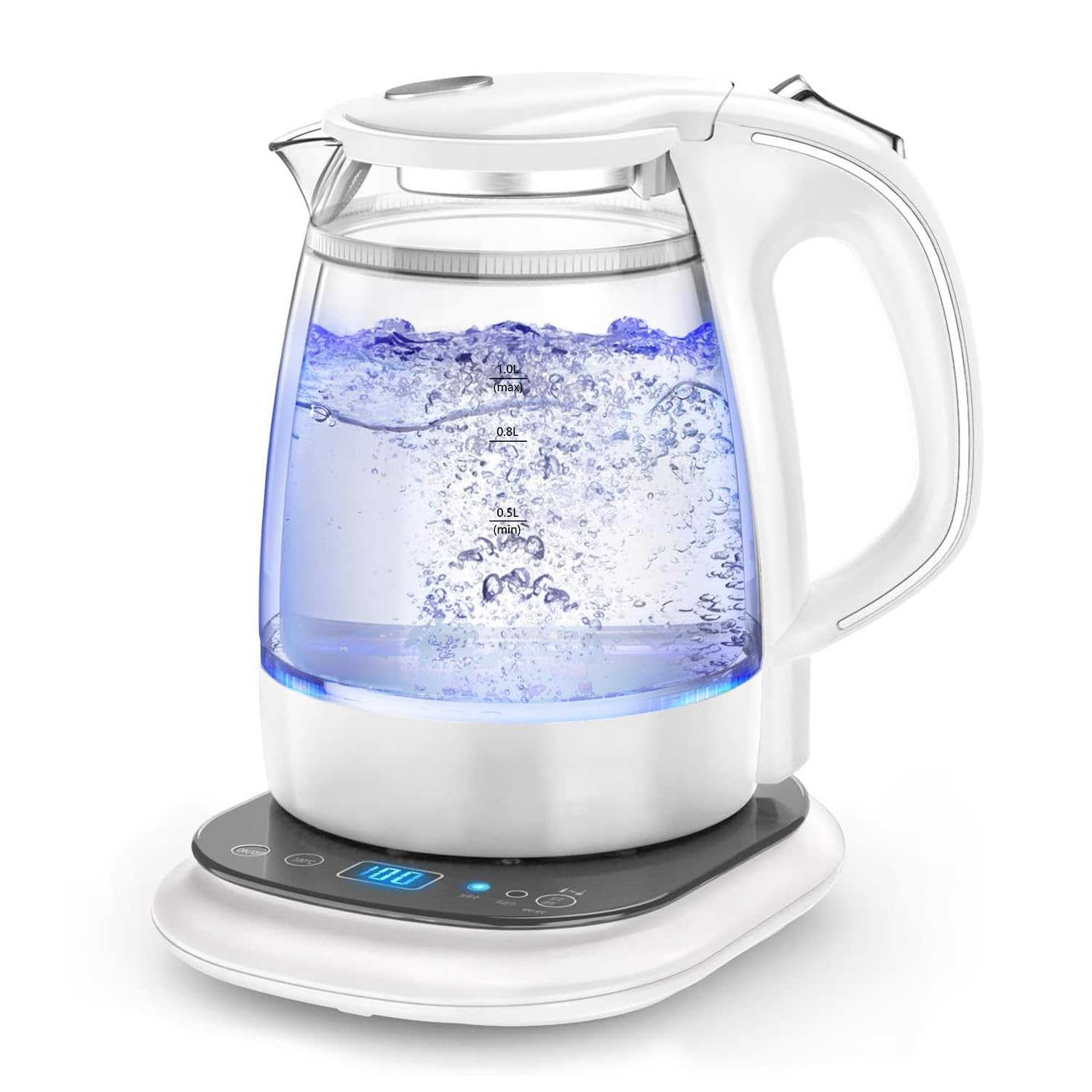 ハゴオギ (HAGOOGI) 電気ケトル ガラス ケトル 【8段階温調＆24時間保温】 無臭無害 二重構造 LEDライト付き 火傷防止 自動電源オフ 空焚き防止 触れても熱くない 湯沸かしケトル ポッ