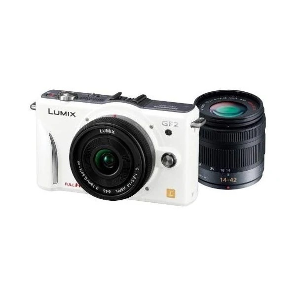 【中古】パナソニック Panasonic GF2 ダブルレンズキット シェルホワイト DMC-GF2 W-W SDカード付き