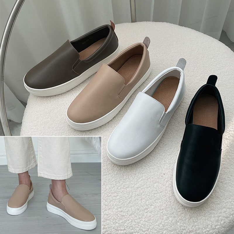 4color シンプル, ベーシックな雰囲気の 本革（牛革）天然皮革 無地 4cm デイリースリッポン