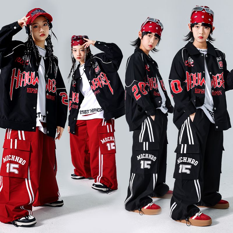 元旦の子供の街のダンスの公演服の男の子のヒップホップセットのファッションの子供のhiphop機関車の服装の女の子のフレームのドラム
