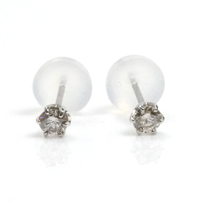 Pt900プラチナ ダイヤ ピアス ダイヤモンド0.1ct/0.1ct 0.3g レディース 中古