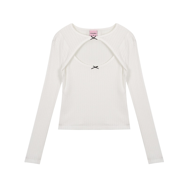 TWO RIBBON LONG SLEEVE - WHITE