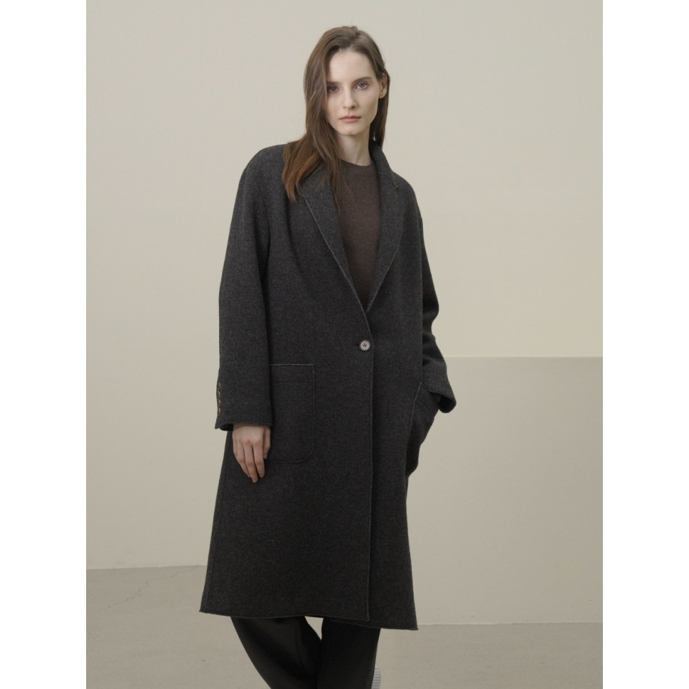 ACUD ニットウールシングルコートグレー