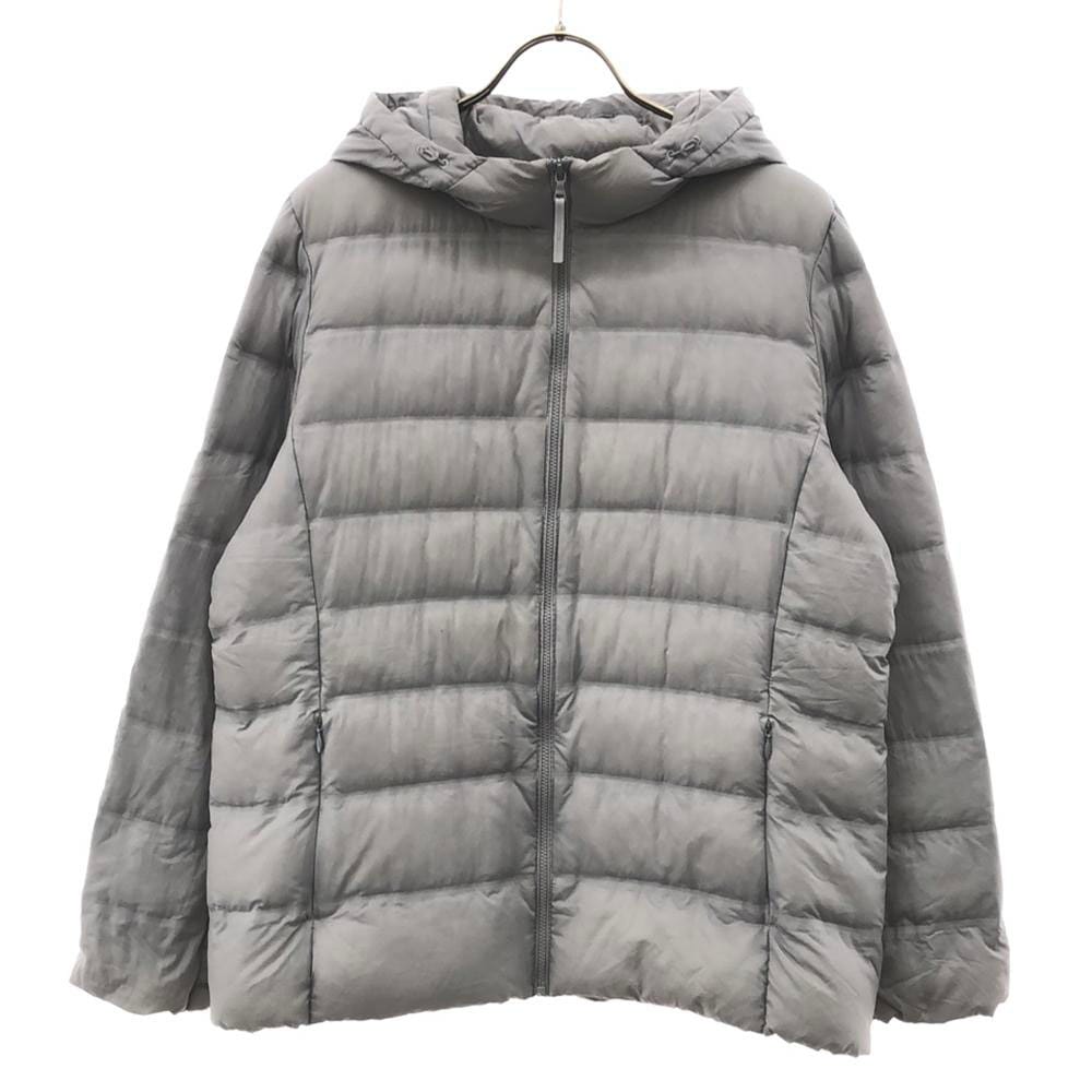 シームレス ダウンジャケット XL ライトグレー フード付き ナイロンジャケット 収納袋付き レディース