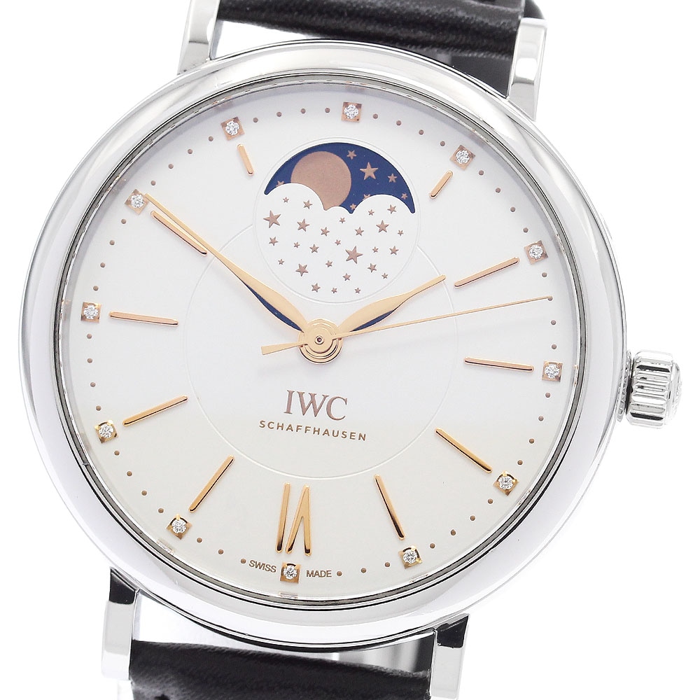 IWC IWC SCHAFFHAUSEN IW459011 ポートフィノ ムーンフェイズ 12Pダイヤ クォーツ メンズ 良品 _904287【中古】