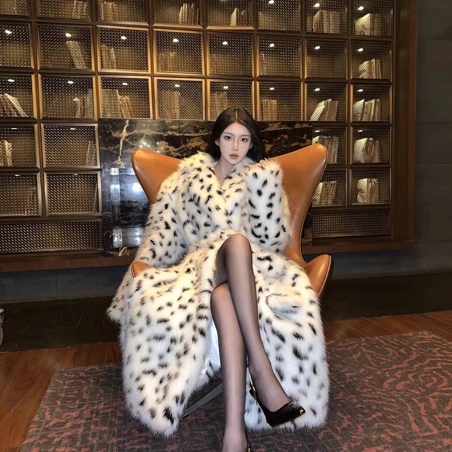 豹柄 ファー ロングコート マキシ 欧美風 人工フリース 秋冬 ボア 華やか暖かい 保温 レディース コート アウター ぬいぐるみ ジャケット メガ割
