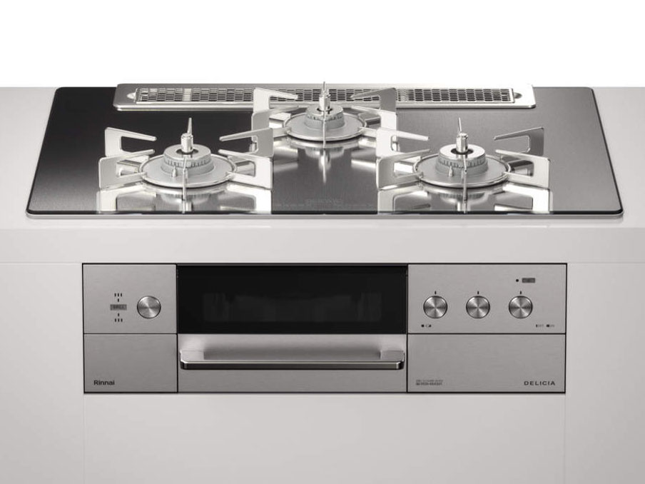 ビルトインコンロ DELICIA デリシア 3口 3V乾電池タイプ ココット別売 都市ガス 13A 75cm プラチナミラーD RHS71W30E13RASTW-13A