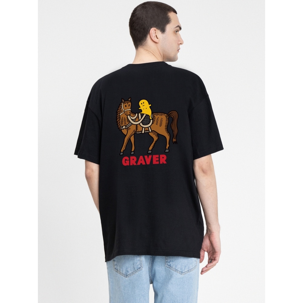 グレイバーホーススマイルバックロゴショートスリーブ T シャツブラック 7,184円