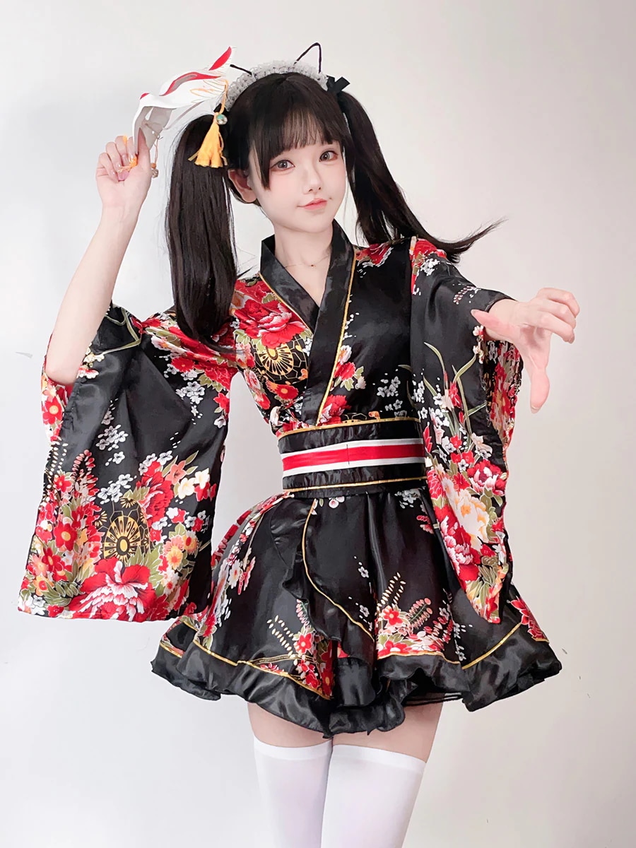 【超お得1つ買うと10個もらえる】メガ割和装コスプレ衣装 伝統的な着物 夏と風 プリント加工 浴衣と着物 レディーススーツ