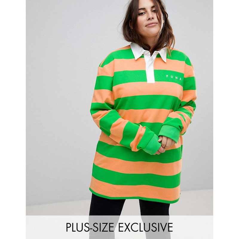 プーマ レディース トップス【Puma Exclusive To ASOS Plus Striped Rugby Jersey In Orange】Orange プーマ レディース トップス【Puma Exclusive To ASOS Plus Striped Rugby Jersey In Orange】Orange
