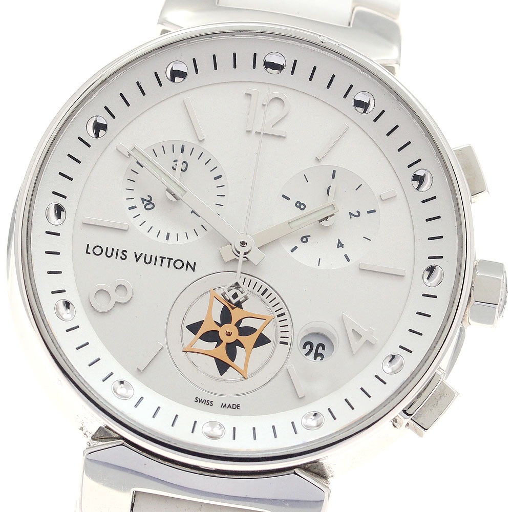 ルイ・ヴィトン LOUIS VUITTON Q8G00 タンブール ムーンスター デイト クロノグラフ クォーツ レディース _947227【中古】