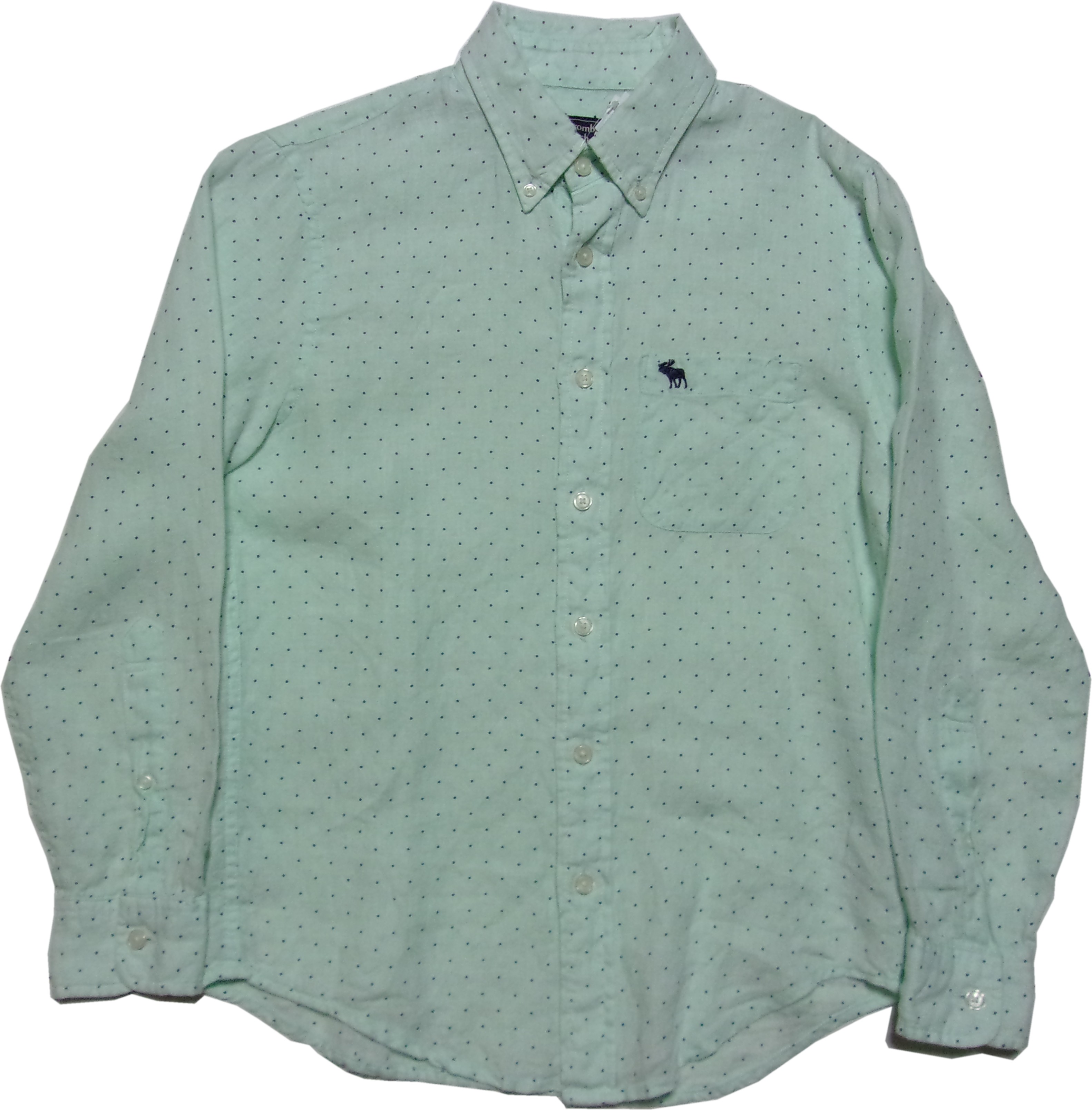 アバクロンビー＆フィッチ 長袖 リネン ボタンダウンシャツ グリーン Abercrombie＆Fitch AF2-054