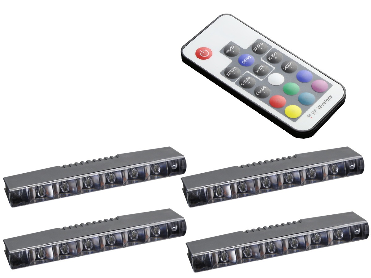 RGB マルチ フットランプ キット 8LED4連 カラー パターン 明るさ変更可能 P-436