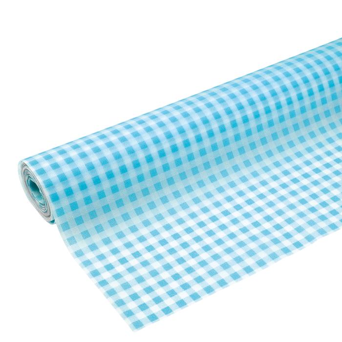 （まとめ買い）カラー不織布ロール ギンガムチェック 水 4m 切売 18738 [x3セット]