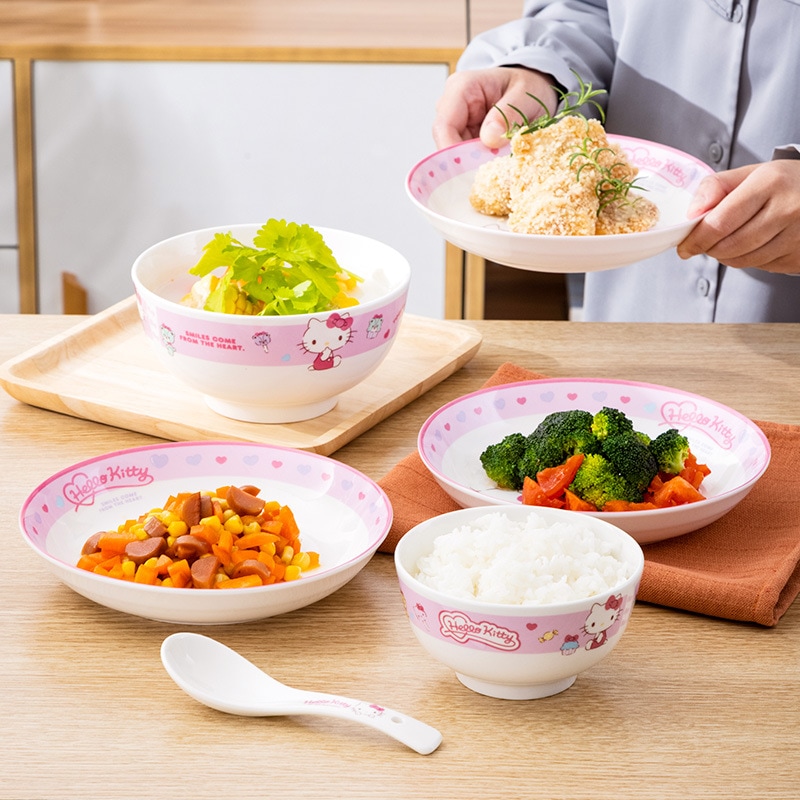hellokitty陶磁器ご飯茶碗家庭用茶碗皿プレゼント箱詰め食器セット