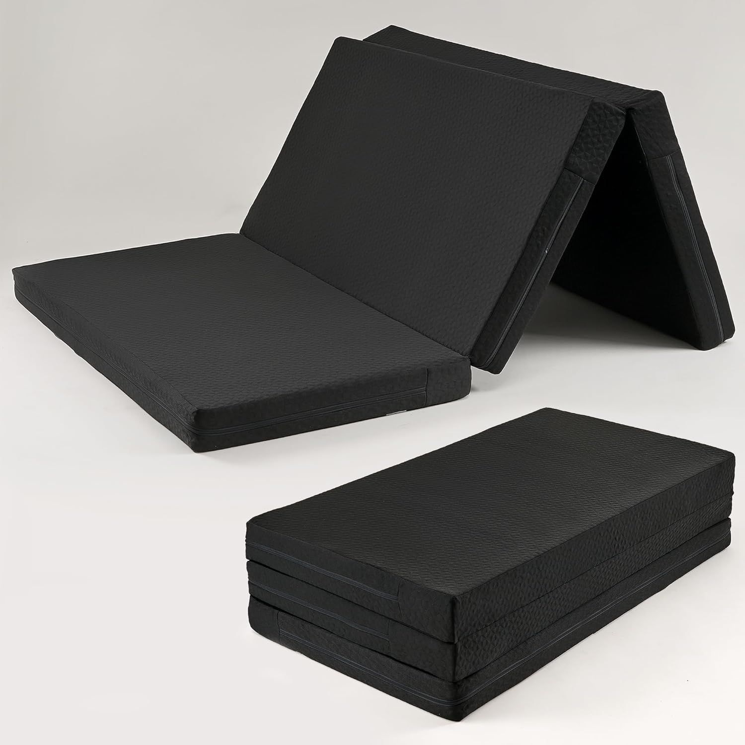 マットレス 折り畳み 厚さ10cm ダブル 高反発マットレス 床垫 敷布団 3つ折り ベッド 寝具 洗えるカバー 低反発マット シングル 140*195cm ベットマット ブラック