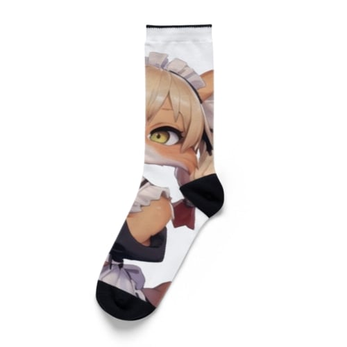 【文字入れ可能受注生産】キツネの女の子　メイド　ケモナー ソックス