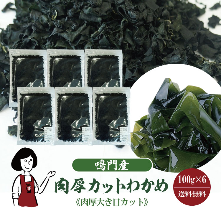 鳴門産肉厚カットわかめ　100gｘ6(計600g)チャック付肉厚大き目カット