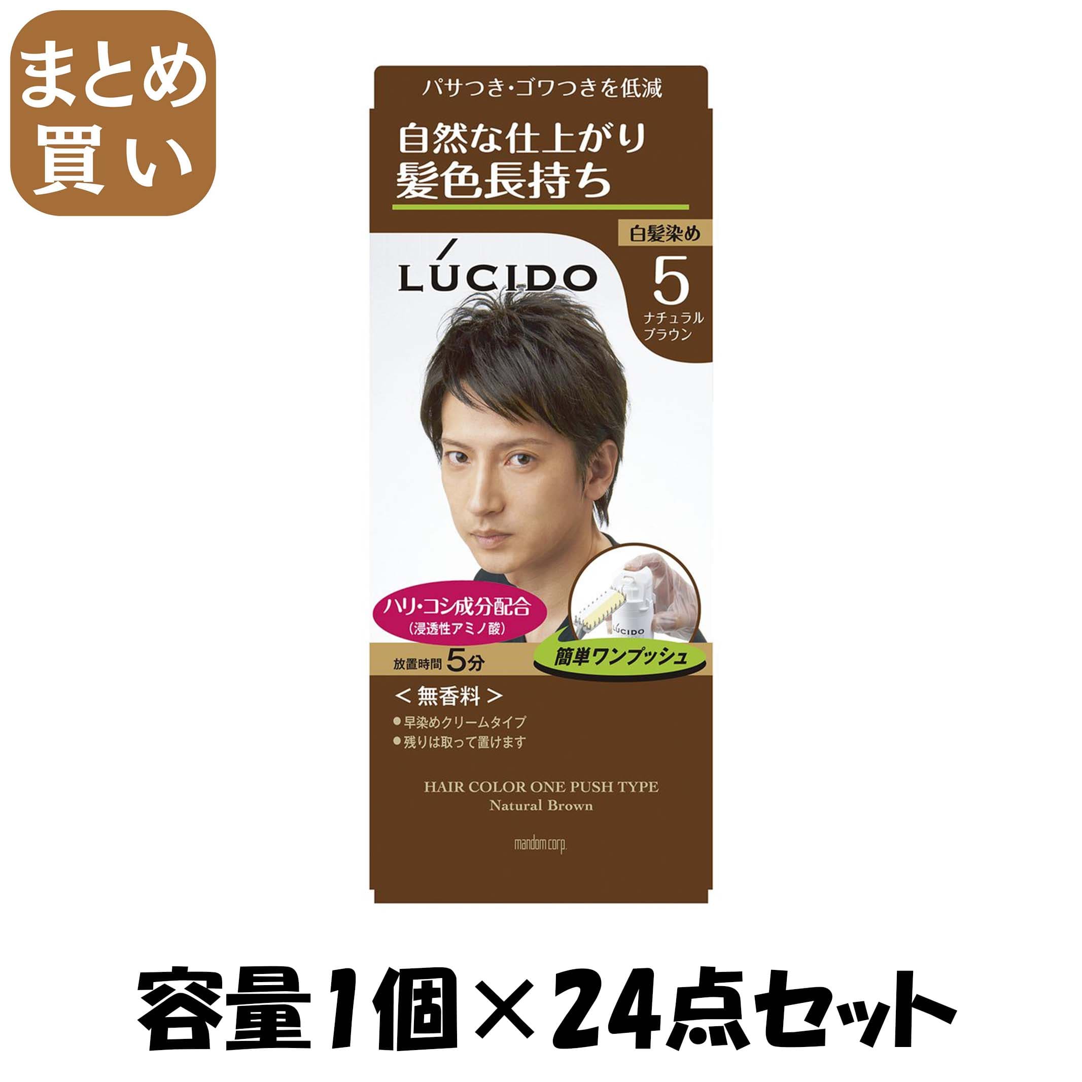 【まとめ買い】ルシード　ワンプッシュケアカラー ナチュラルブラウン （医薬部外品） 容量1個×24点セット マンダム ヘアカラー