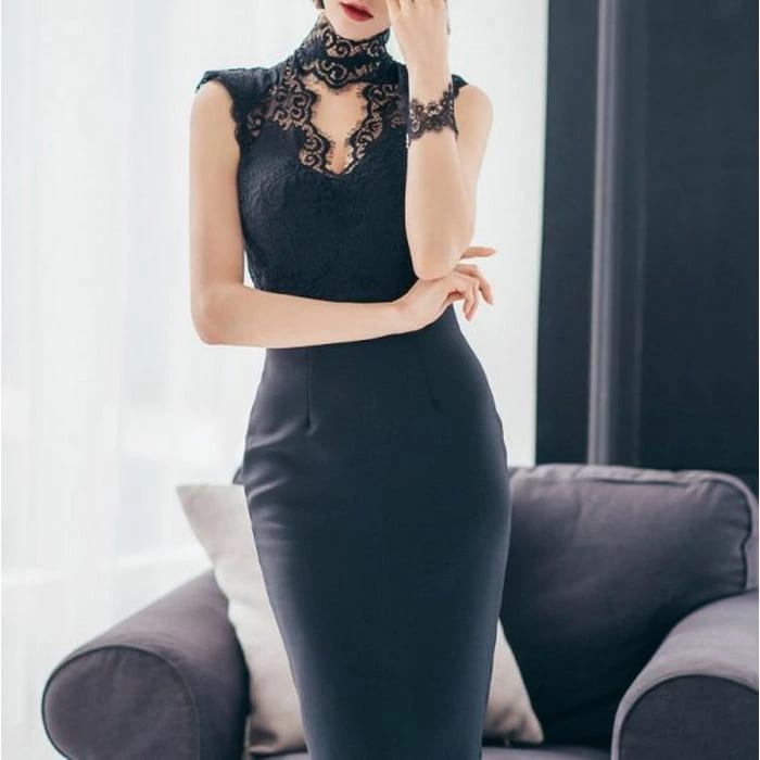 パーティードレス 韓国 個性的 プチプラ お呼ばれ 膝丈 ワンピース 個性的 プチプラ かわいい ブラック 黒 ホワイト 白 レース セクシー おしゃれ タイト 謝恩会 パーティ ノースリーブ 20代