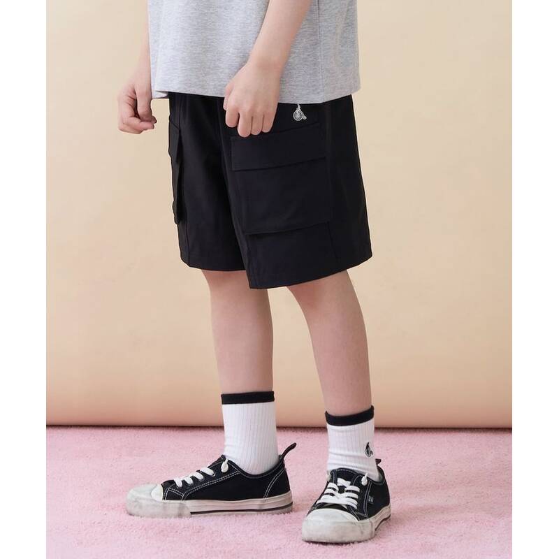 ビーンポールキッズ BEANPOLE KIDS ポケット付き ポリエステル ショートパンツ ブラック (BI6325U055) BI6325U055 363394