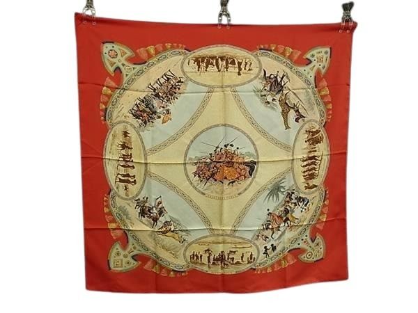 スカーフ カレ90 シルク100% - CAVALIERS PEULS プール族の騎手 マルチカラー 大判 ストール マフラー ブランド 高級 アクセサリー 大人可愛い【本物保証】