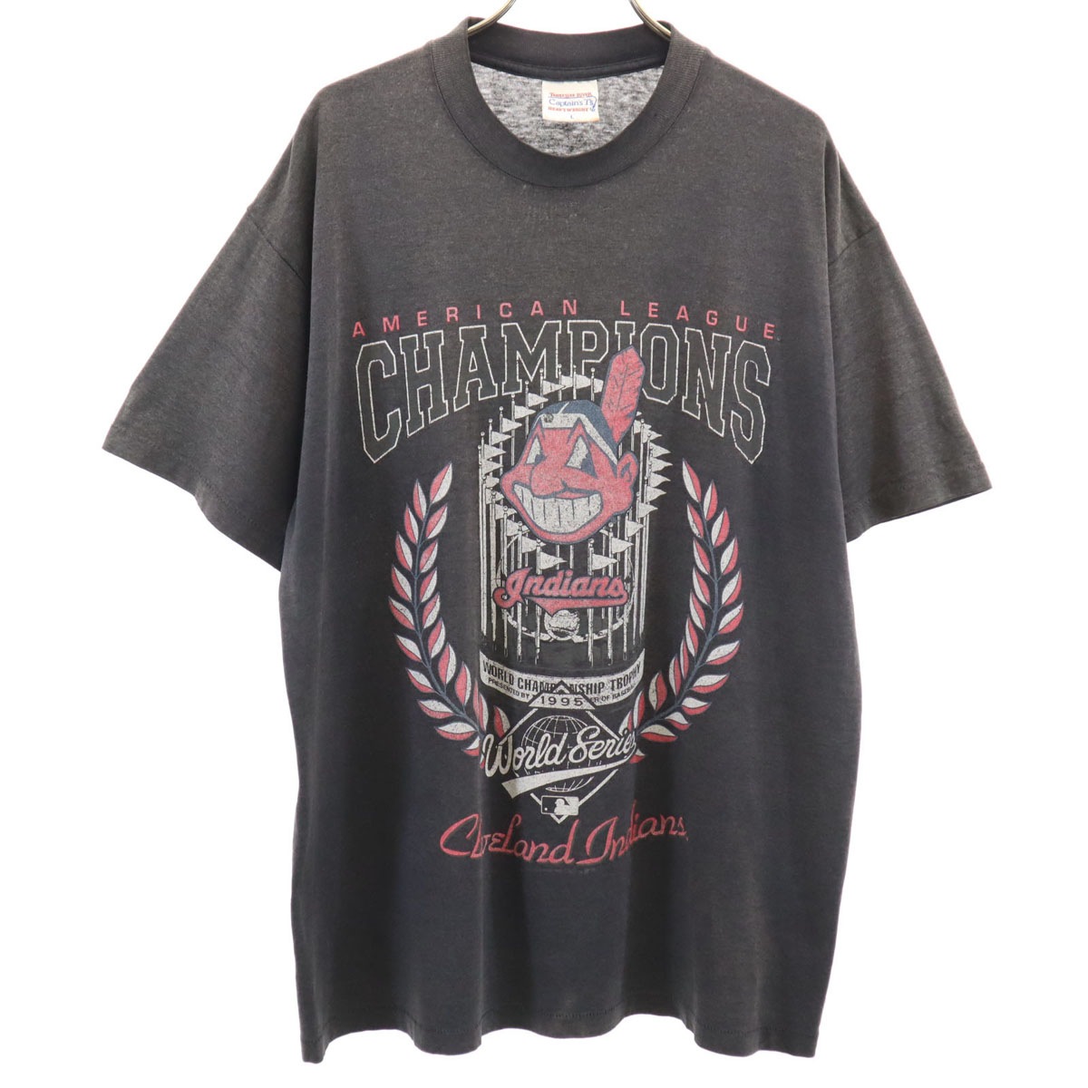 TENNESSEE RIVER テネシーリバー 90s USA製 オールド クリーブランド・インディアンス 半袖 Tシャツ L チャコールグレー シングルステッチ ガーディアンズ メンズ 古着