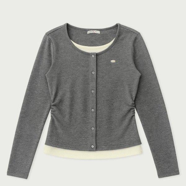 女性用ウェールレイヤードボタンカーディガン 10540-131-826-12T-SH