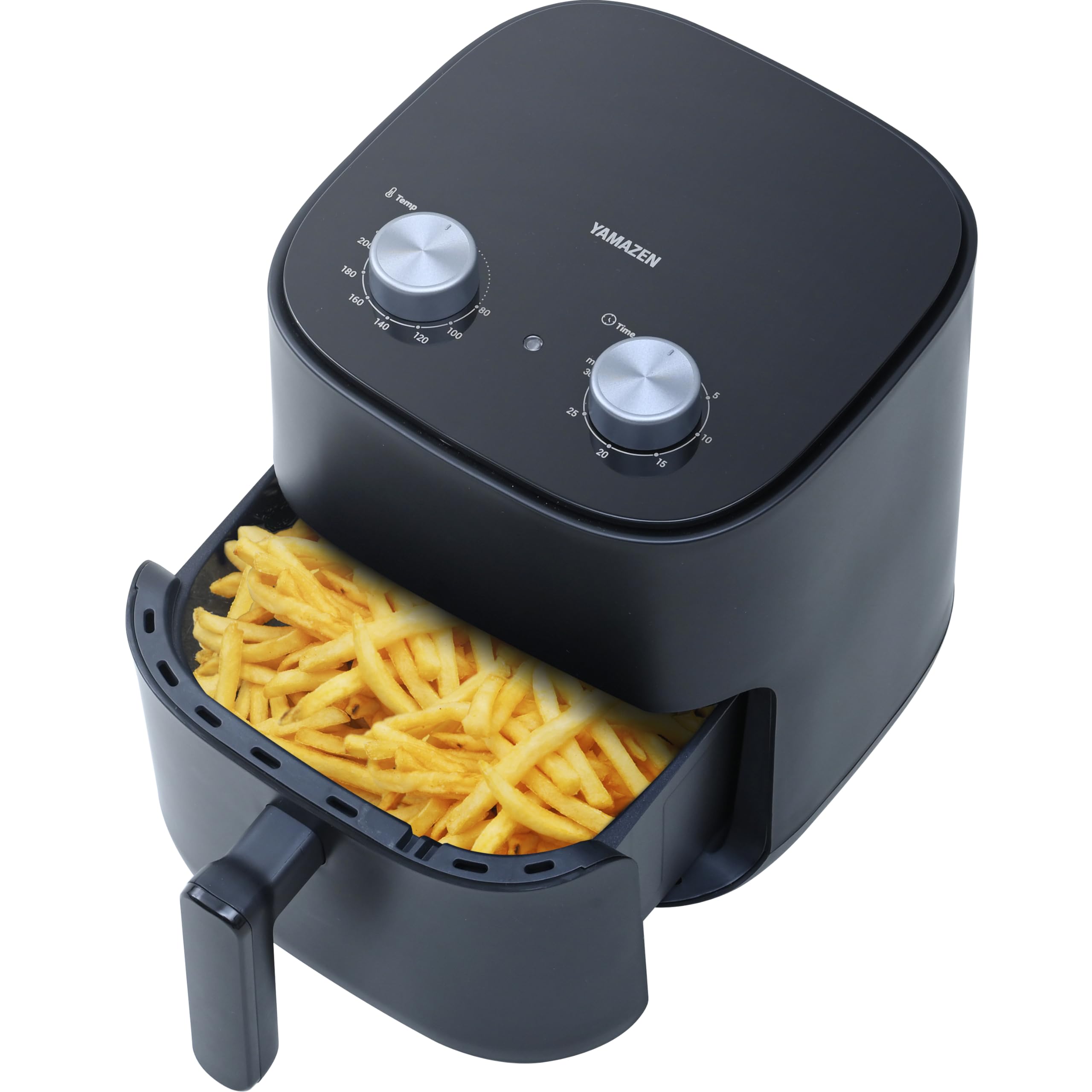 [山善] ノンフライヤー 4.5L 大容量 電気フライヤー ノンオイル エアフライヤー 3~5人用 家庭用 卓上 揚げ物 惣菜 タイマー 温度調節 レシピブック付き ブラック YAH-AC120(B)