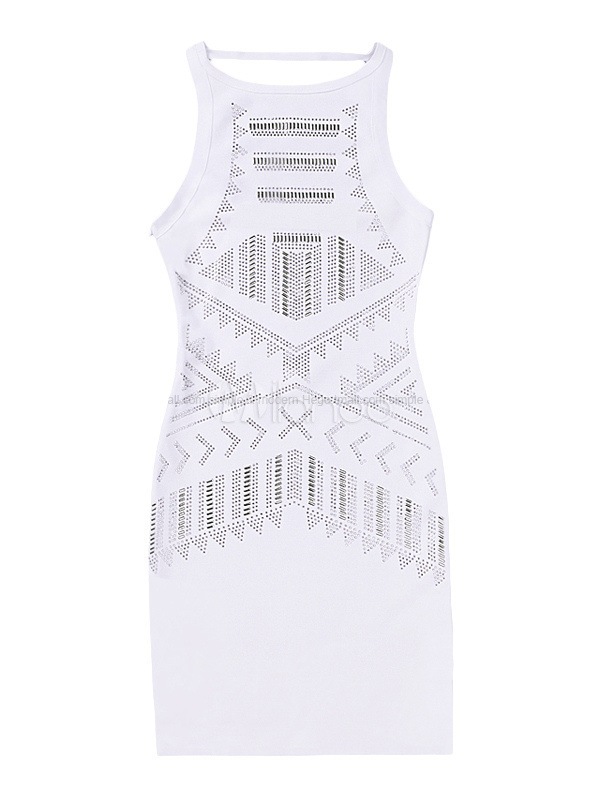 ノースリーブ包帯ドレスとクルーネック