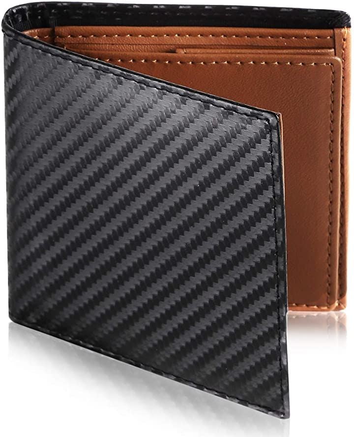 ミニマリスト 二つ折り 財布 ビジネスマンの本革財布 極小x機能性 メンズ ブラックxブラウン( ブラック/ブラウン)