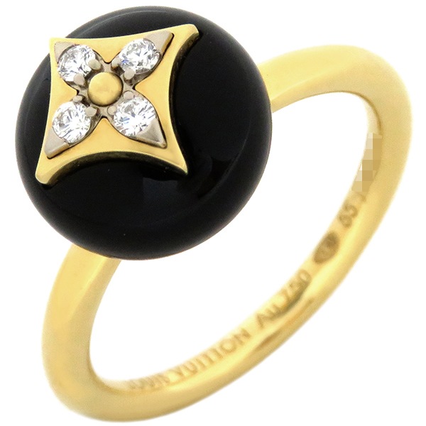 ルイヴィトン LOUIS VUITTON リング 指輪 リング カラー ブロッサム K18YG K18WG ダイヤモンド オニキス ブラックXイエローゴールド #55(JP15) Au750 4Pダイ