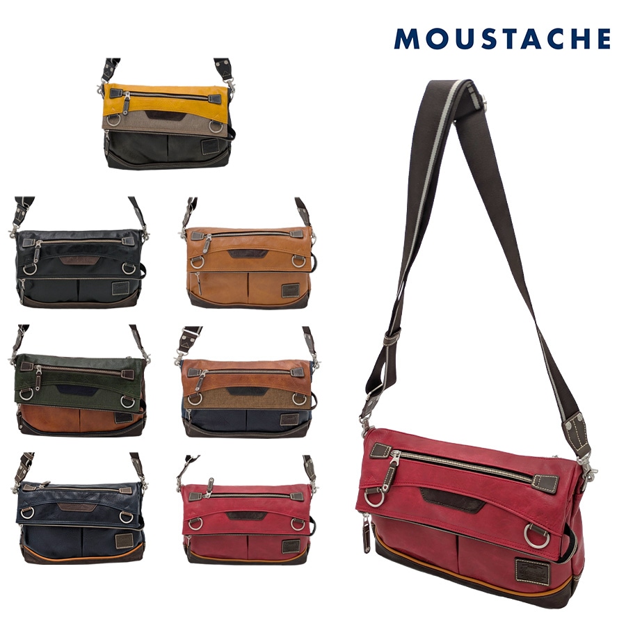 【MOUSTACHE】vmr5696 ショルダーバッグ 斜め掛け 肩掛け かばん 通勤 普段使い 使いやすい シンプル おしゃれ 軽量 メンズ プレゼント ギフト 父の日 ブラック