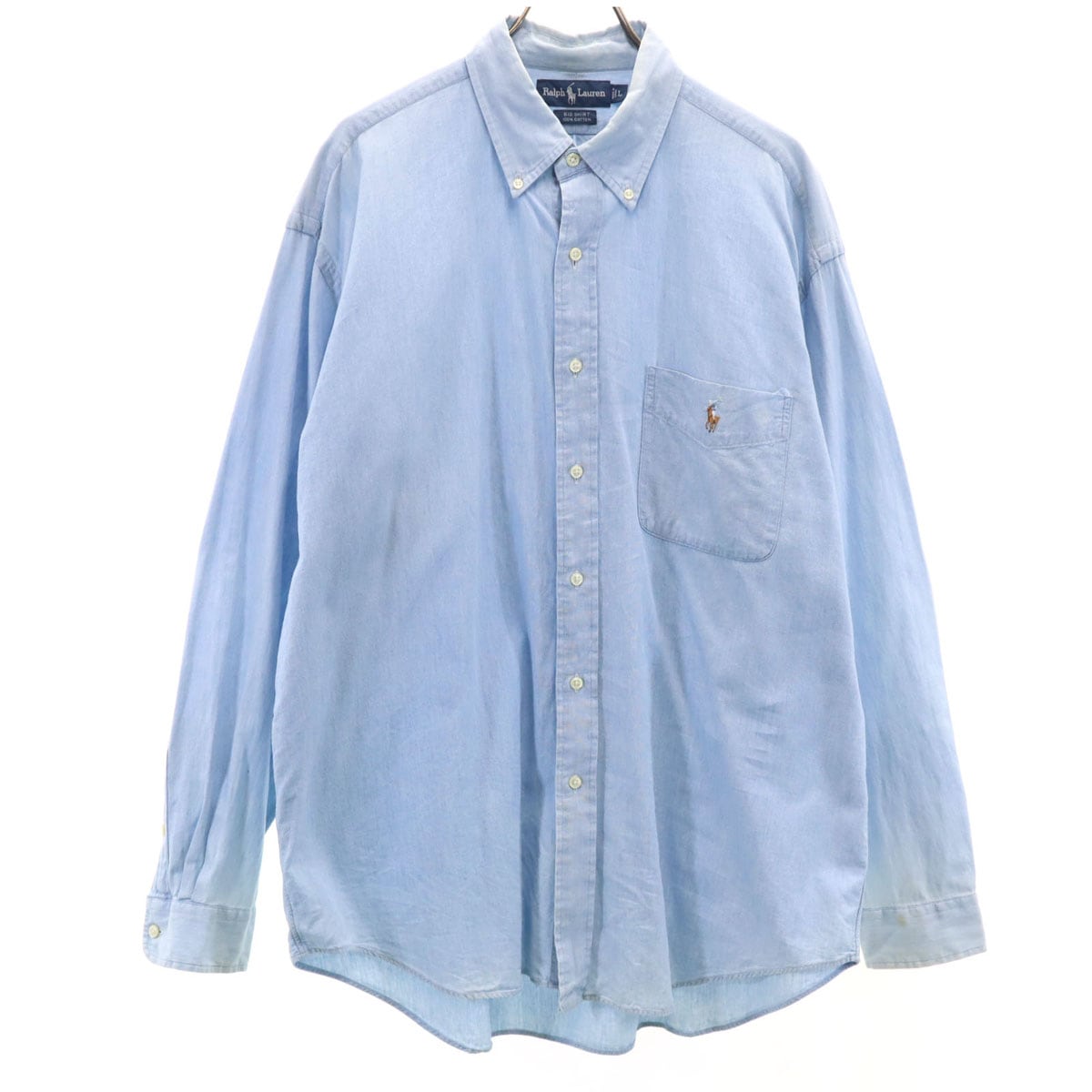 90s オールド 長袖 コットンシャツ L ブルー BIG SHIRT メンズ 古着 8,756円
