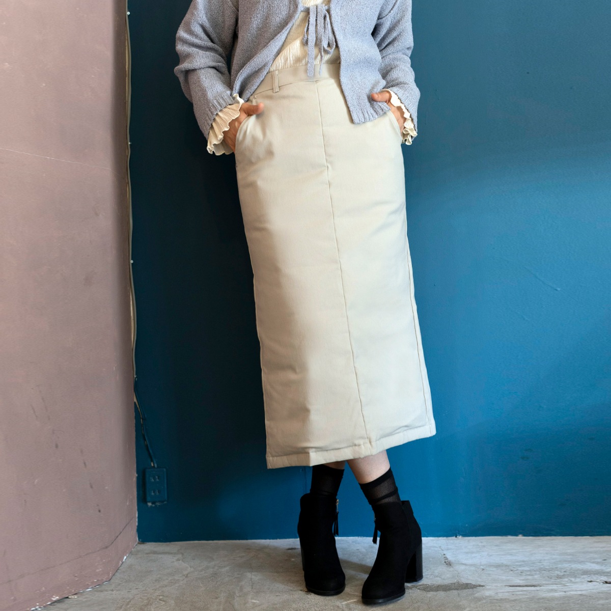 【SALE】【靴下の岡本公式】17℃ レディース スカート ノンステッチダウンスカート