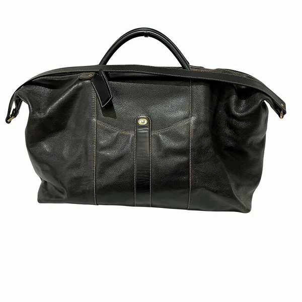 ダンヒル ブラック レザー バッグ ボストンバッグ ショルダーバッグ メンズ【中古】