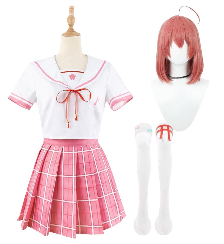 コスプレ衣装 桜巫女 さくらみこ ウィッグ付き セーラー服　制服 イベント パーティー 変装 演出服 クリスマス パーティー