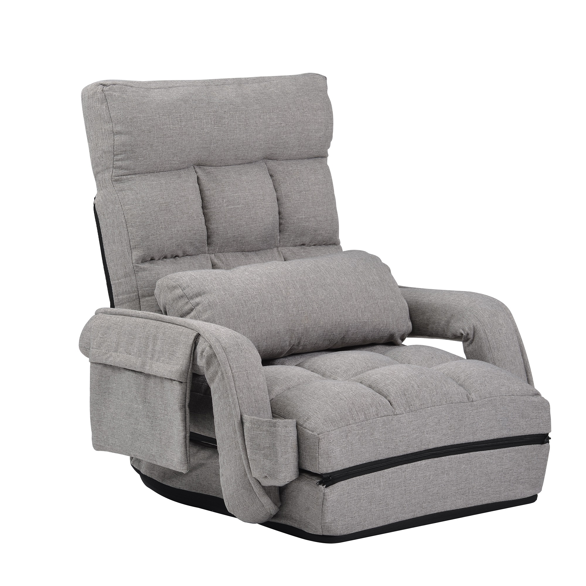 【国内発送&送·料·無·料】座椅子 14段ギア リクライニング ファブリック 座イス リクライニングチェアー おしゃれ チェアー 椅子 コンパクト【ライトグレー】51 いす イス